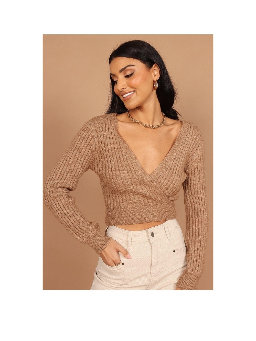 PETAL & PUP_ The Brother Knit Wrap Sweater XL in Mocha